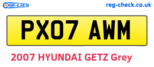PX07AWM are the vehicle registration plates.