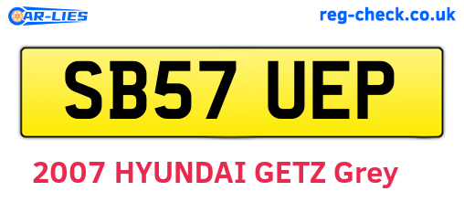 SB57UEP are the vehicle registration plates.