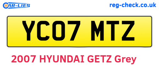 YC07MTZ are the vehicle registration plates.