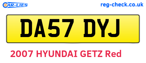 DA57DYJ are the vehicle registration plates.