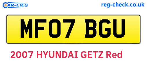 MF07BGU are the vehicle registration plates.
