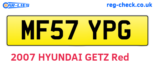 MF57YPG are the vehicle registration plates.