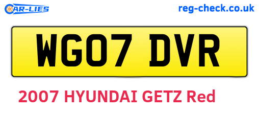 WG07DVR are the vehicle registration plates.