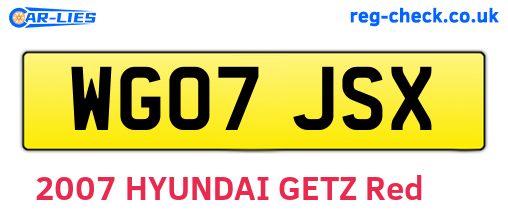 WG07JSX are the vehicle registration plates.
