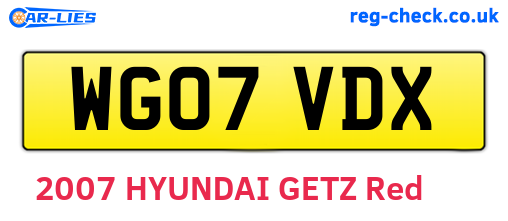 WG07VDX are the vehicle registration plates.