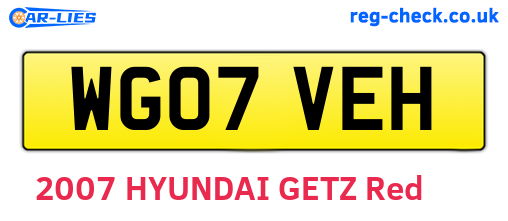 WG07VEH are the vehicle registration plates.