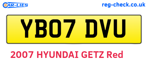 YB07DVU are the vehicle registration plates.