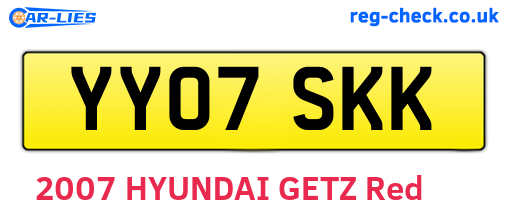 YY07SKK are the vehicle registration plates.