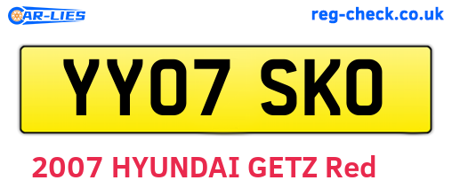 YY07SKO are the vehicle registration plates.
