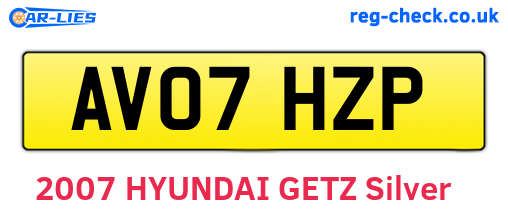 AV07HZP are the vehicle registration plates.