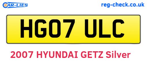 HG07ULC are the vehicle registration plates.