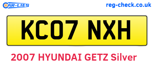 KC07NXH are the vehicle registration plates.