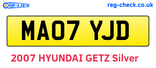 MA07YJD are the vehicle registration plates.
