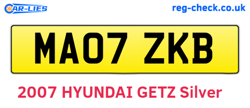 MA07ZKB are the vehicle registration plates.