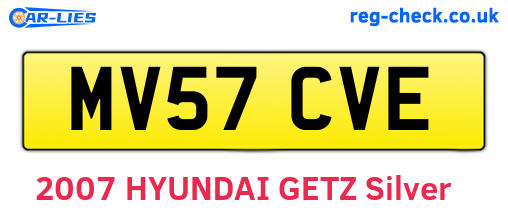 MV57CVE are the vehicle registration plates.