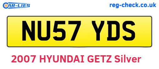 NU57YDS are the vehicle registration plates.
