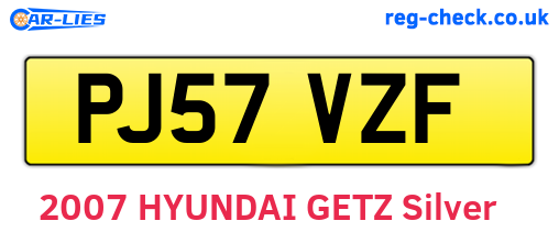 PJ57VZF are the vehicle registration plates.