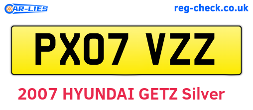 PX07VZZ are the vehicle registration plates.