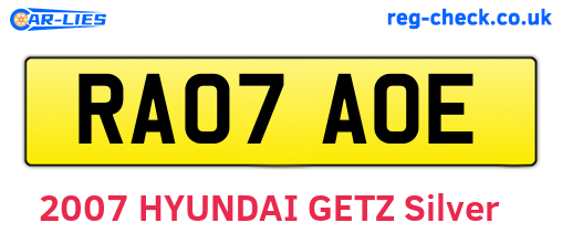 RA07AOE are the vehicle registration plates.