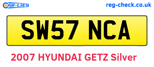 SW57NCA are the vehicle registration plates.