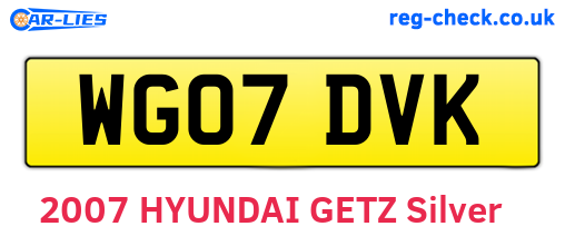 WG07DVK are the vehicle registration plates.