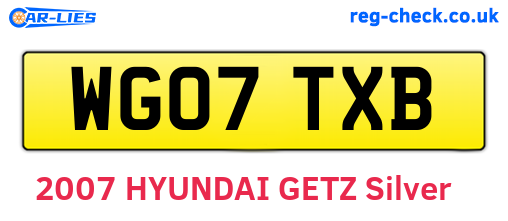 WG07TXB are the vehicle registration plates.