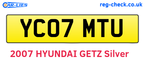 YC07MTU are the vehicle registration plates.