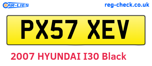 PX57XEV are the vehicle registration plates.