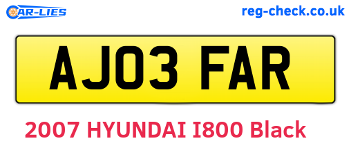AJ03FAR are the vehicle registration plates.