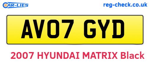 AV07GYD are the vehicle registration plates.