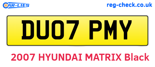 DU07PMY are the vehicle registration plates.