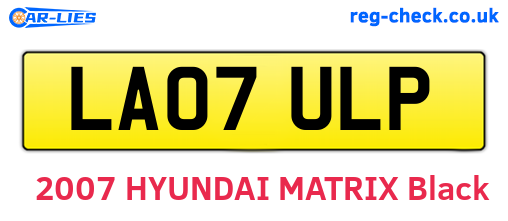 LA07ULP are the vehicle registration plates.