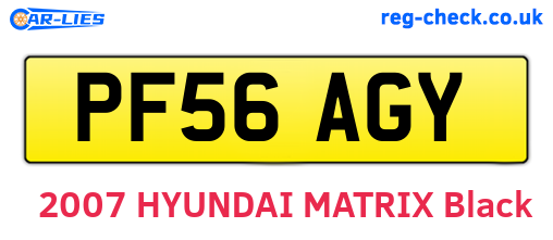 PF56AGY are the vehicle registration plates.