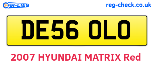 DE56OLO are the vehicle registration plates.