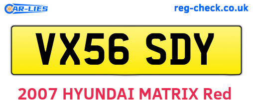 VX56SDY are the vehicle registration plates.