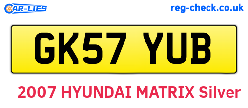 GK57YUB are the vehicle registration plates.