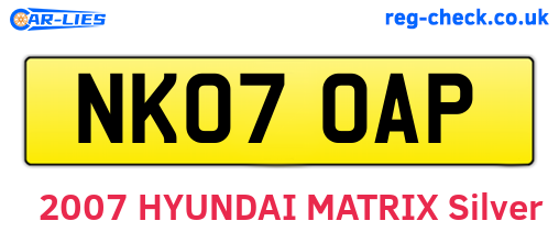 NK07OAP are the vehicle registration plates.
