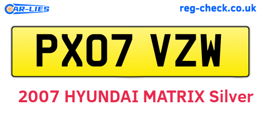 PX07VZW are the vehicle registration plates.