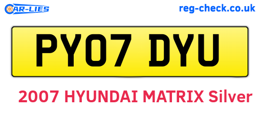 PY07DYU are the vehicle registration plates.