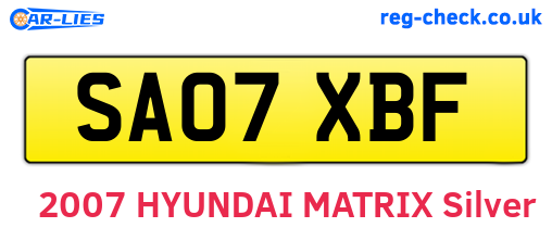 SA07XBF are the vehicle registration plates.