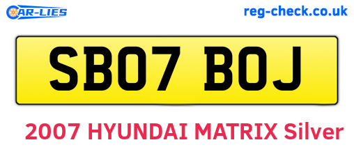SB07BOJ are the vehicle registration plates.