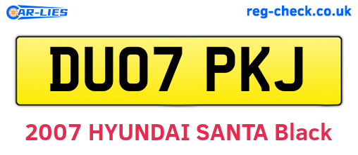 DU07PKJ are the vehicle registration plates.