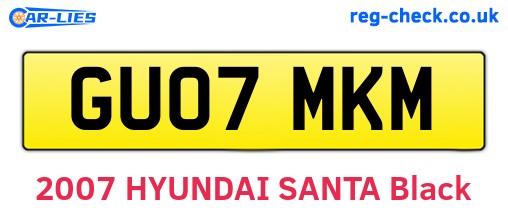 GU07MKM are the vehicle registration plates.