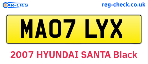 MA07LYX are the vehicle registration plates.