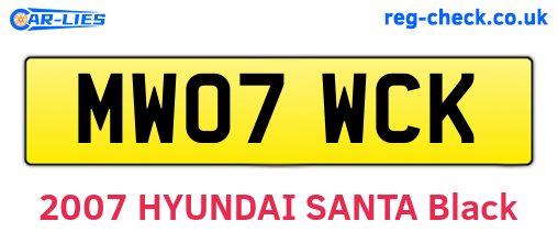 MW07WCK are the vehicle registration plates.