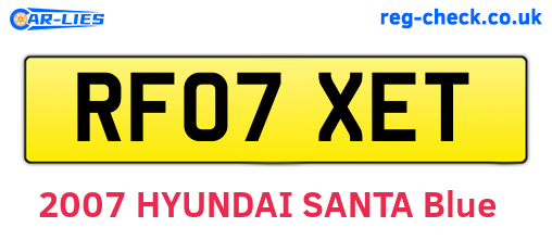 RF07XET are the vehicle registration plates.