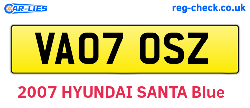 VA07OSZ are the vehicle registration plates.