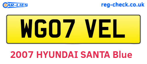 WG07VEL are the vehicle registration plates.