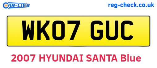 WK07GUC are the vehicle registration plates.