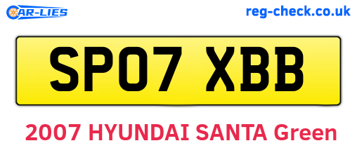 SP07XBB are the vehicle registration plates.